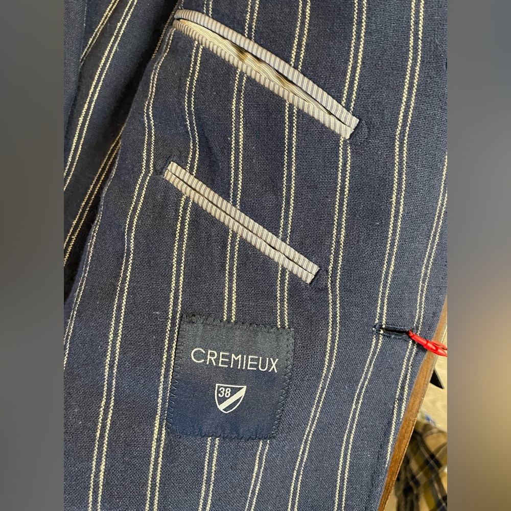 Cremeiux Linen-Blend Striped Blazer Peacoat Blue,size 38/L, Northwest NWT - Picture 10 of 16